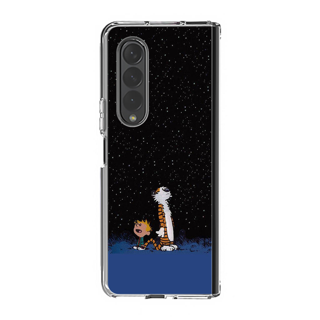 Calvin and Hobbes Space Samsung Galaxy Z Fold 3 Case