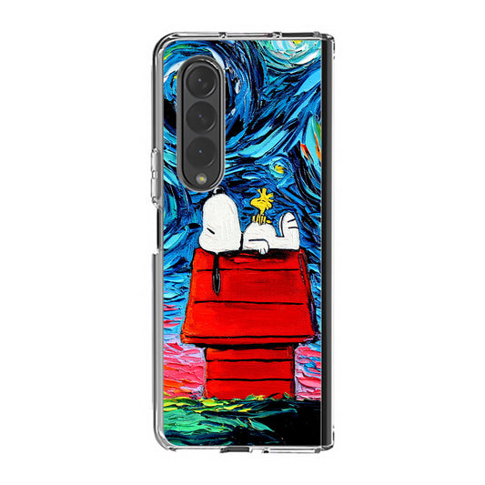 Dog Lying Under Starry Night Van Gogh Samsung Galaxy Z Fold 3 Case