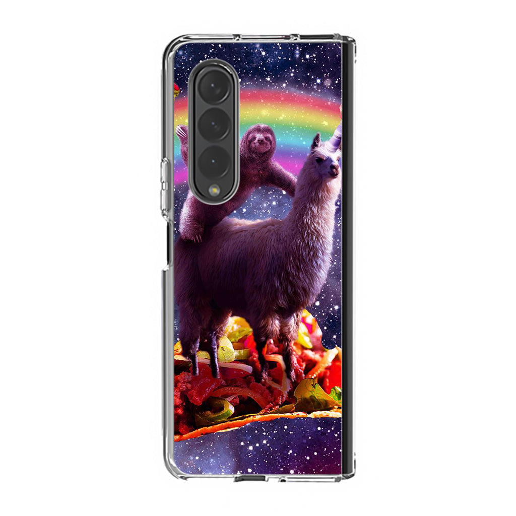 LLama And Sloth On Space Samsung Galaxy Z Fold 3 Case