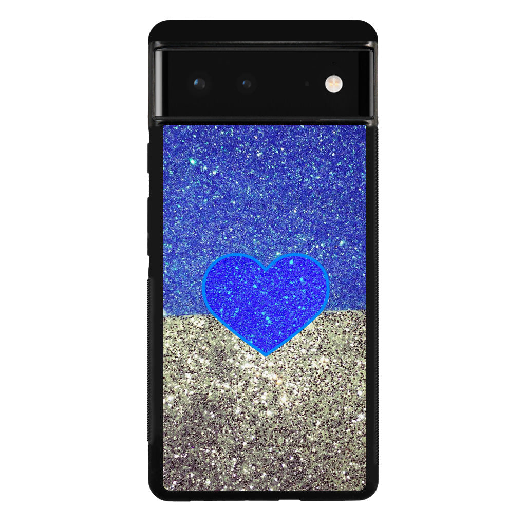 Love Glitter Blue and Grey Google Pixel 6 Case