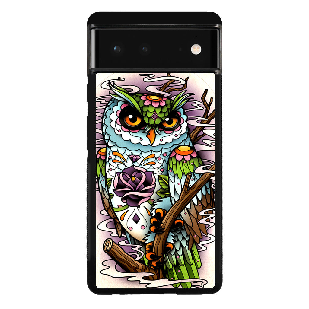 Sugar Skull Owl Tattoo Google Pixel 6 Case