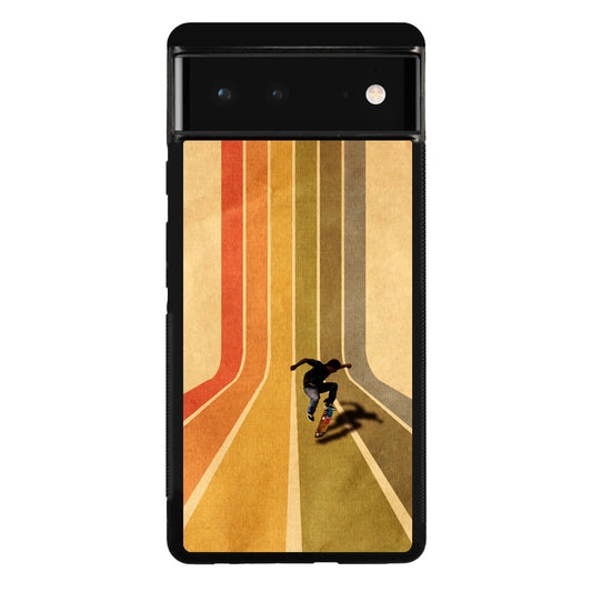 Vintage Skateboard On Colorful Stipe Runway Google Pixel 6 Case