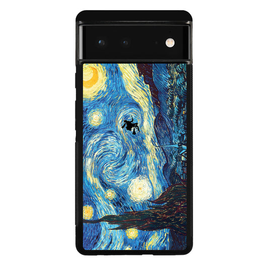 Witch on The Starry Night Sky Google Pixel 6 Case