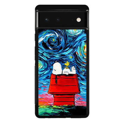 Dog Lying Under Starry Night Van Gogh Google Pixel 6 Case