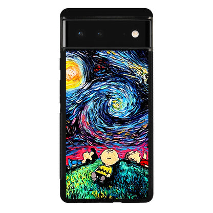 Peanuts At Starry Night Google Pixel 6 Case