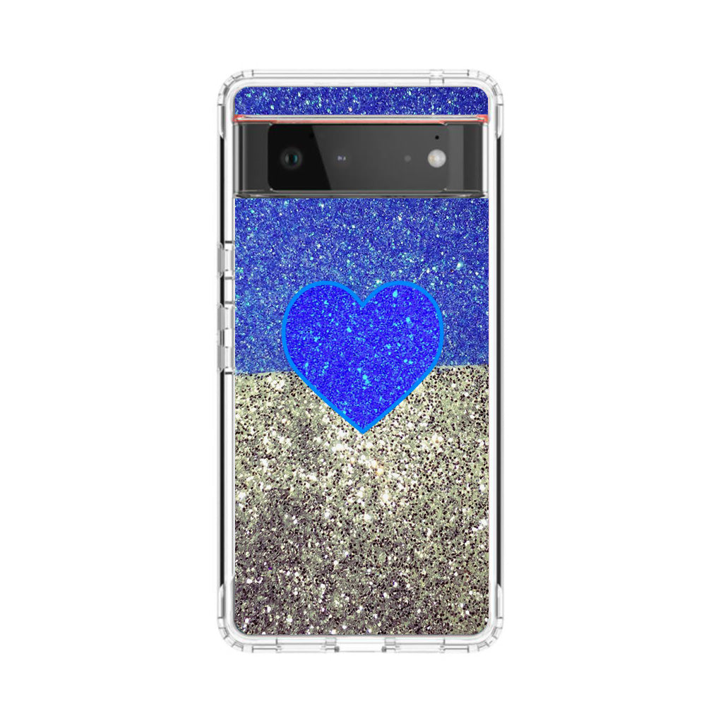 Love Glitter Blue and Grey Google Pixel 6 Case