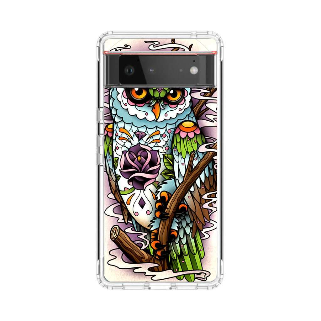 Sugar Skull Owl Tattoo Google Pixel 6 Case