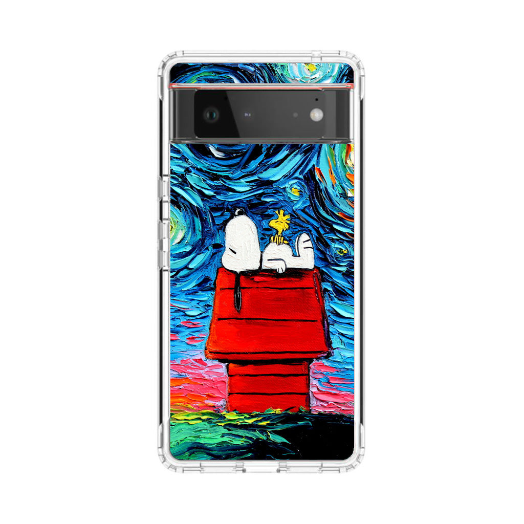 Dog Lying Under Starry Night Van Gogh Google Pixel 6 Case