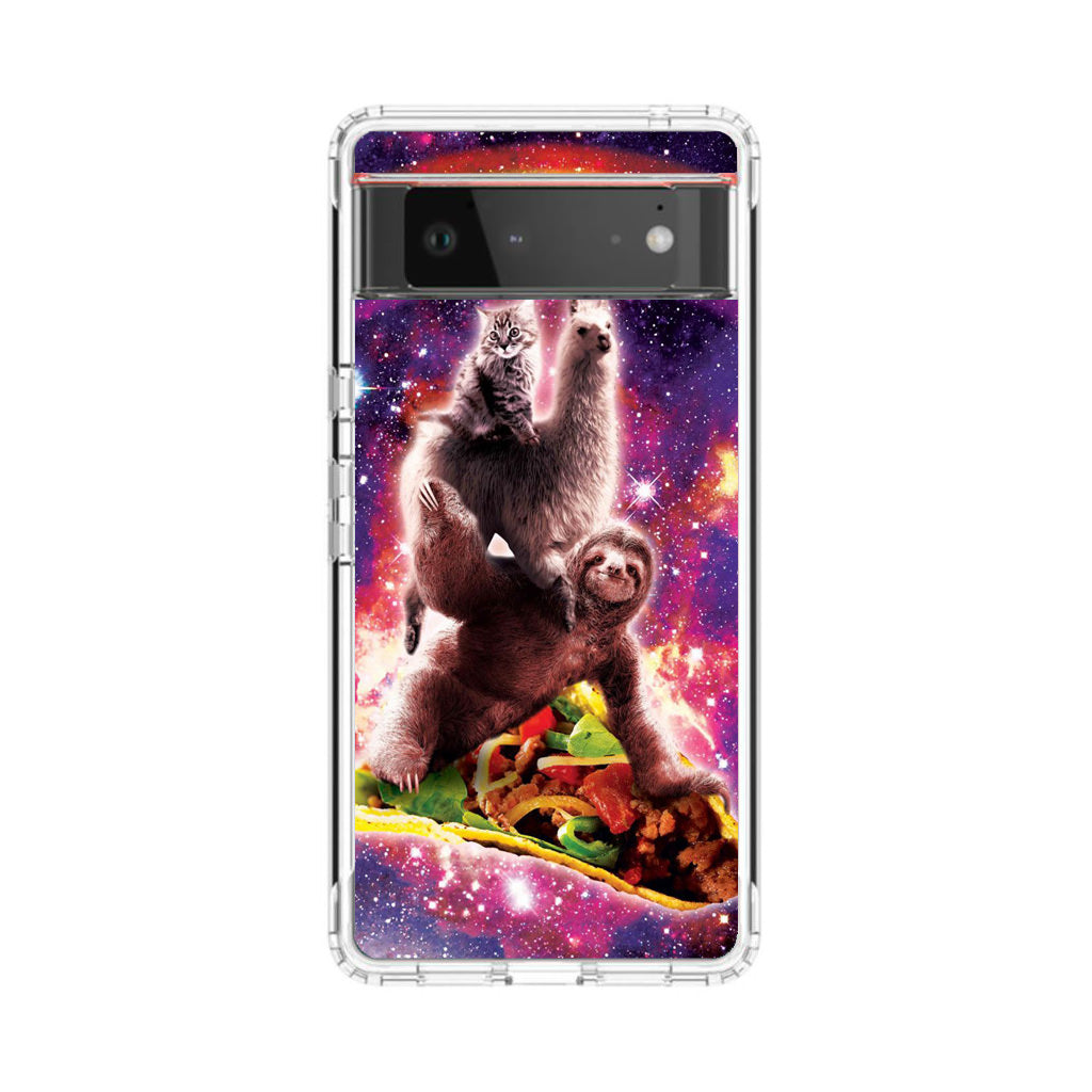 LLama Sloth And Cat Playing Together Google Pixel 6 Case