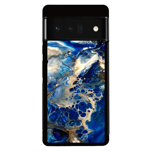 Abstract Golden Blue Paint Art Google Pixel 6 Pro Case