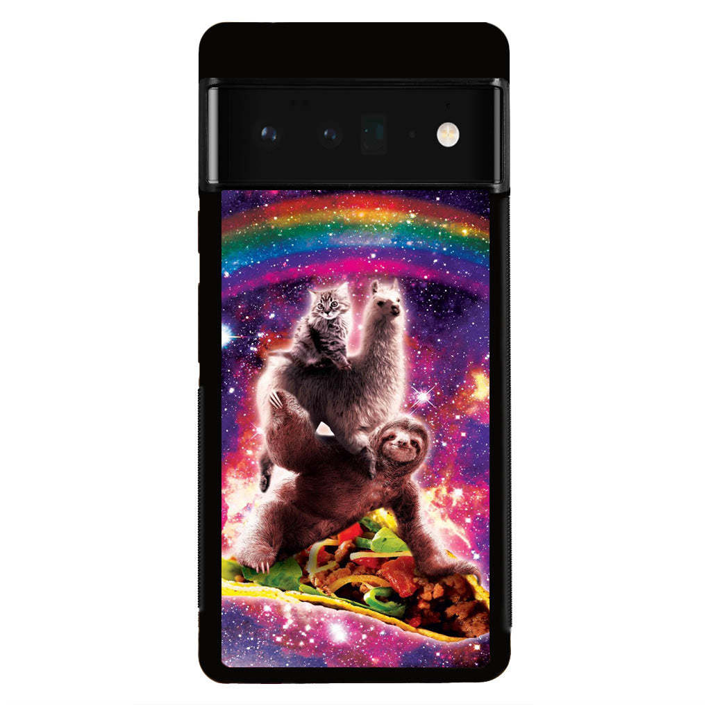 LLama Sloth And Cat Playing Together Google Pixel 6 Pro Case