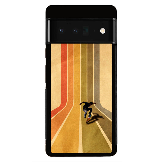 Vintage Skateboard On Colorful Stipe Google Pixel 6 Pro Case