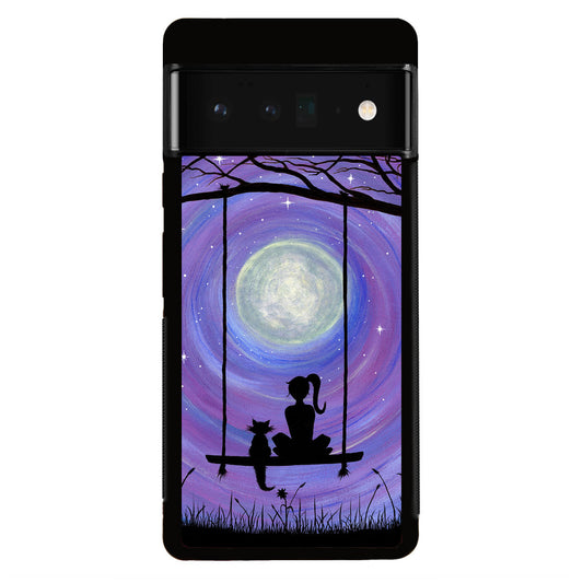 Girl Cat and Moon Google Pixel 6 Pro Case