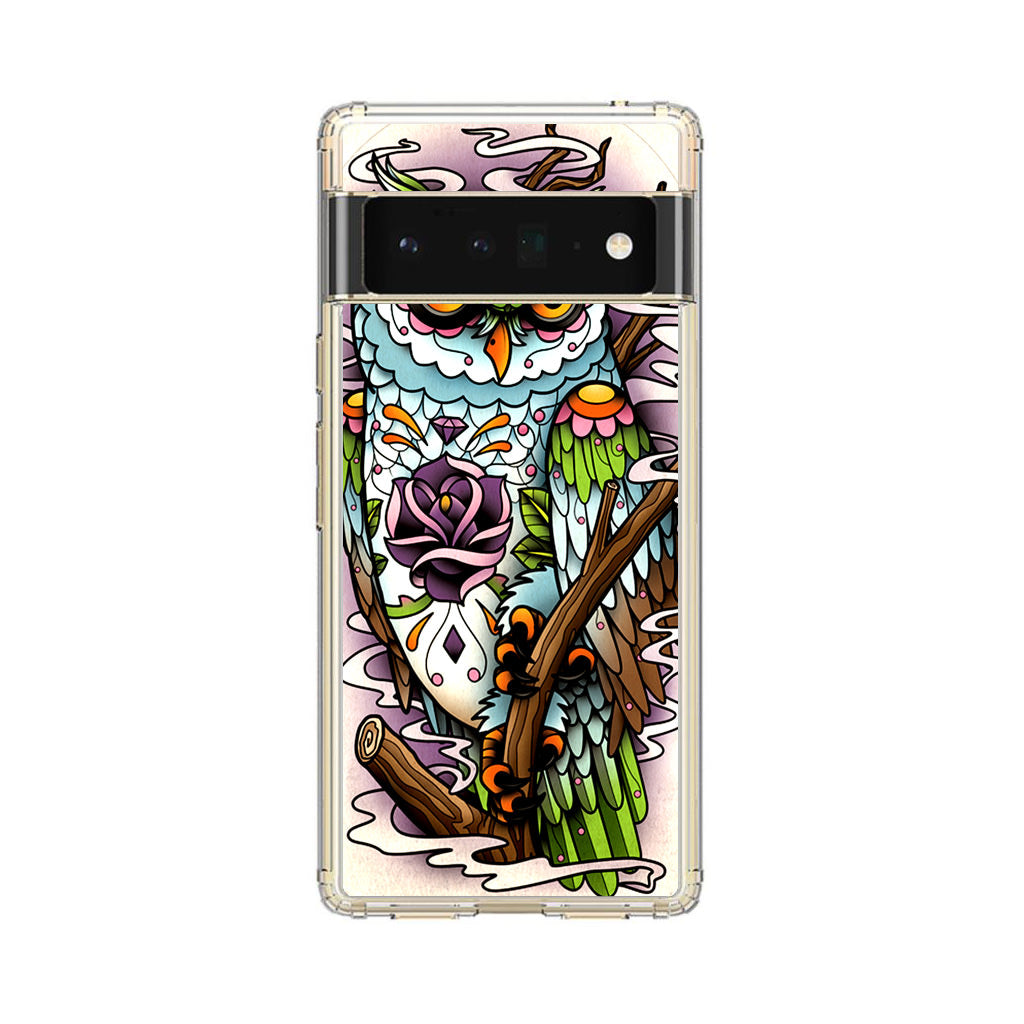 Sugar Skull Owl Tattoo Google Pixel 6 Pro Case