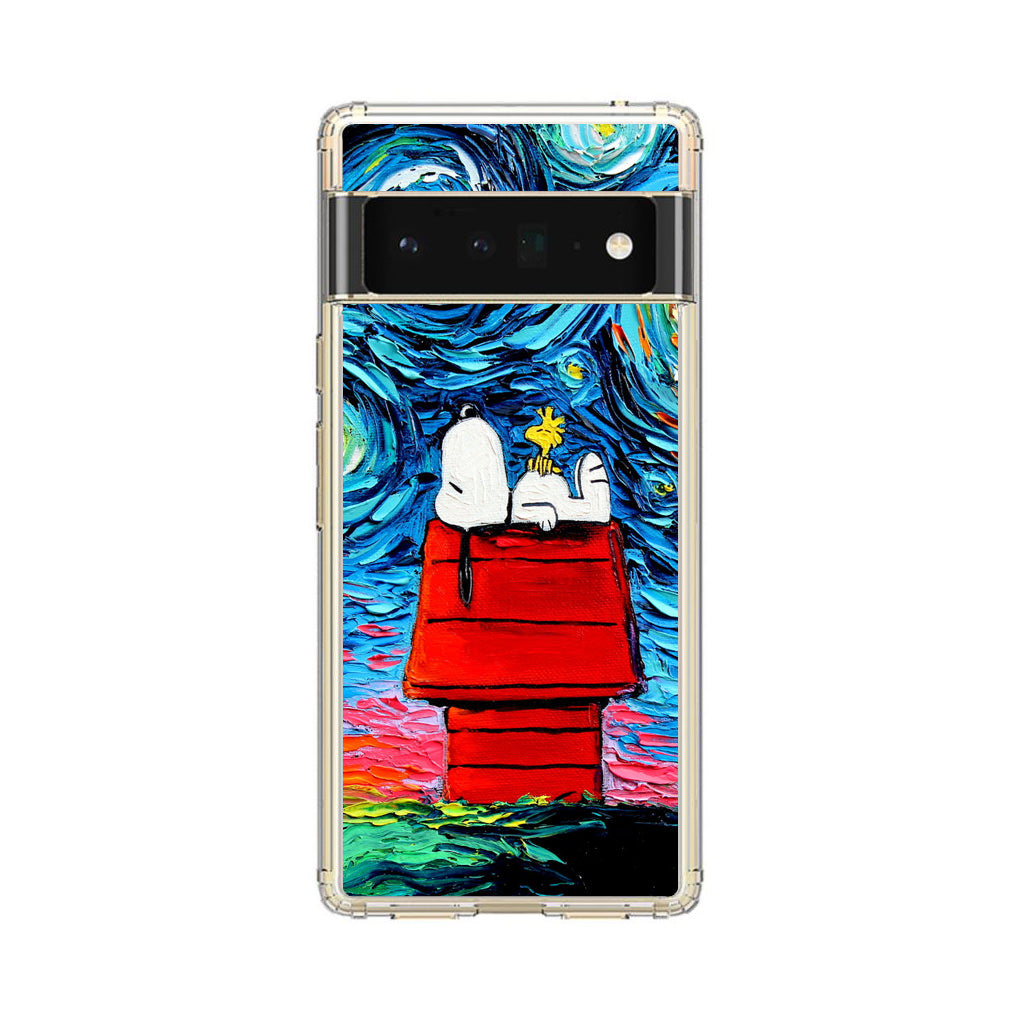 Dog Lying Under Starry Night Van Gogh Google Pixel 6 Pro Case