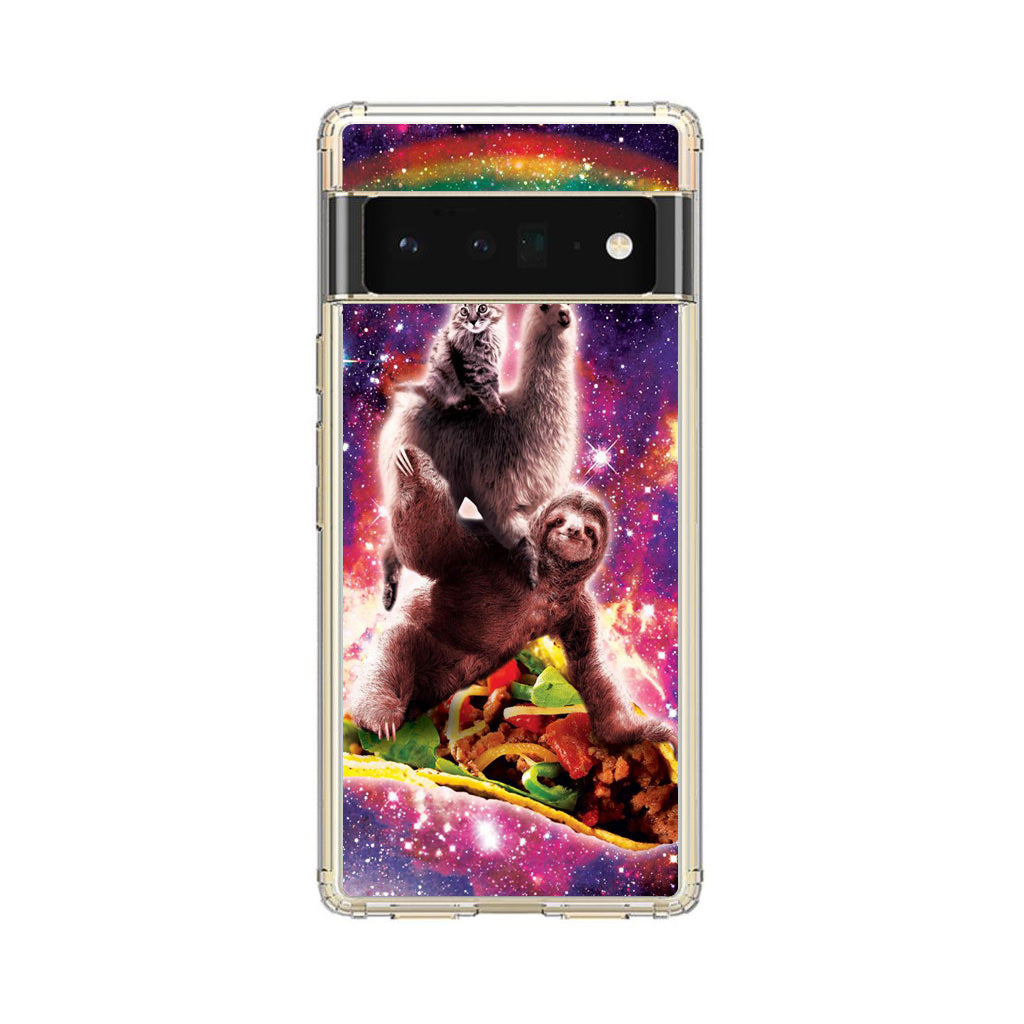 LLama Sloth And Cat Playing Together Google Pixel 6 Pro Case