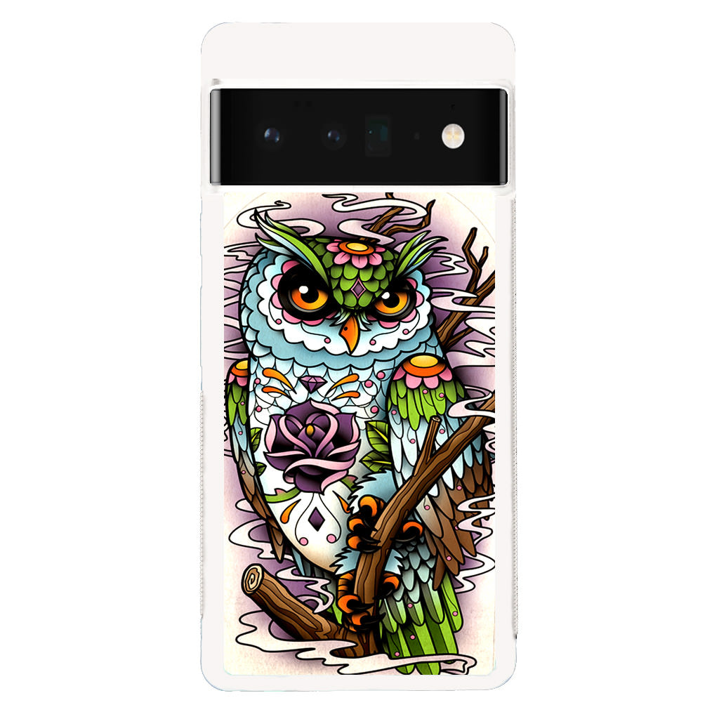 Sugar Skull Owl Tattoo Google Pixel 6 Pro Case