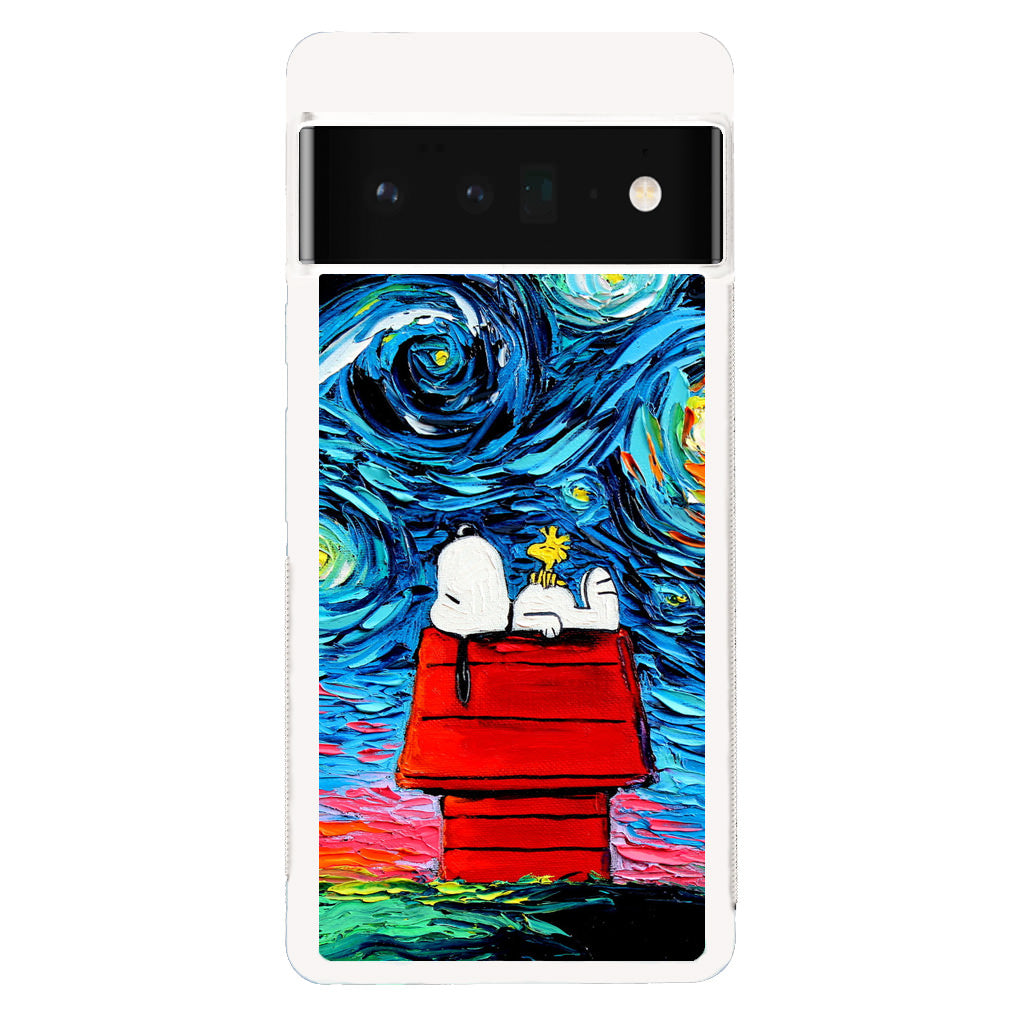 Dog Lying Under Starry Night Van Gogh Google Pixel 6 Pro Case