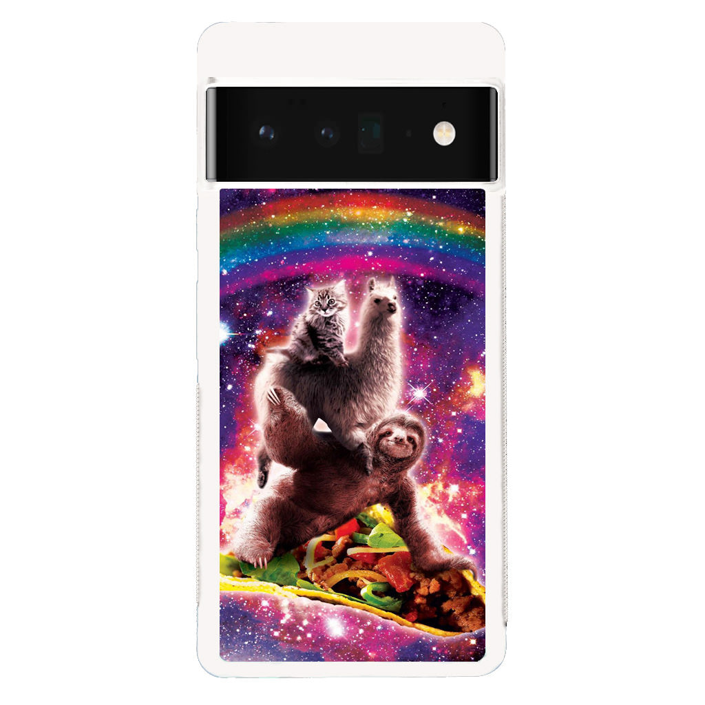 LLama Sloth And Cat Playing Together Google Pixel 6 Pro Case