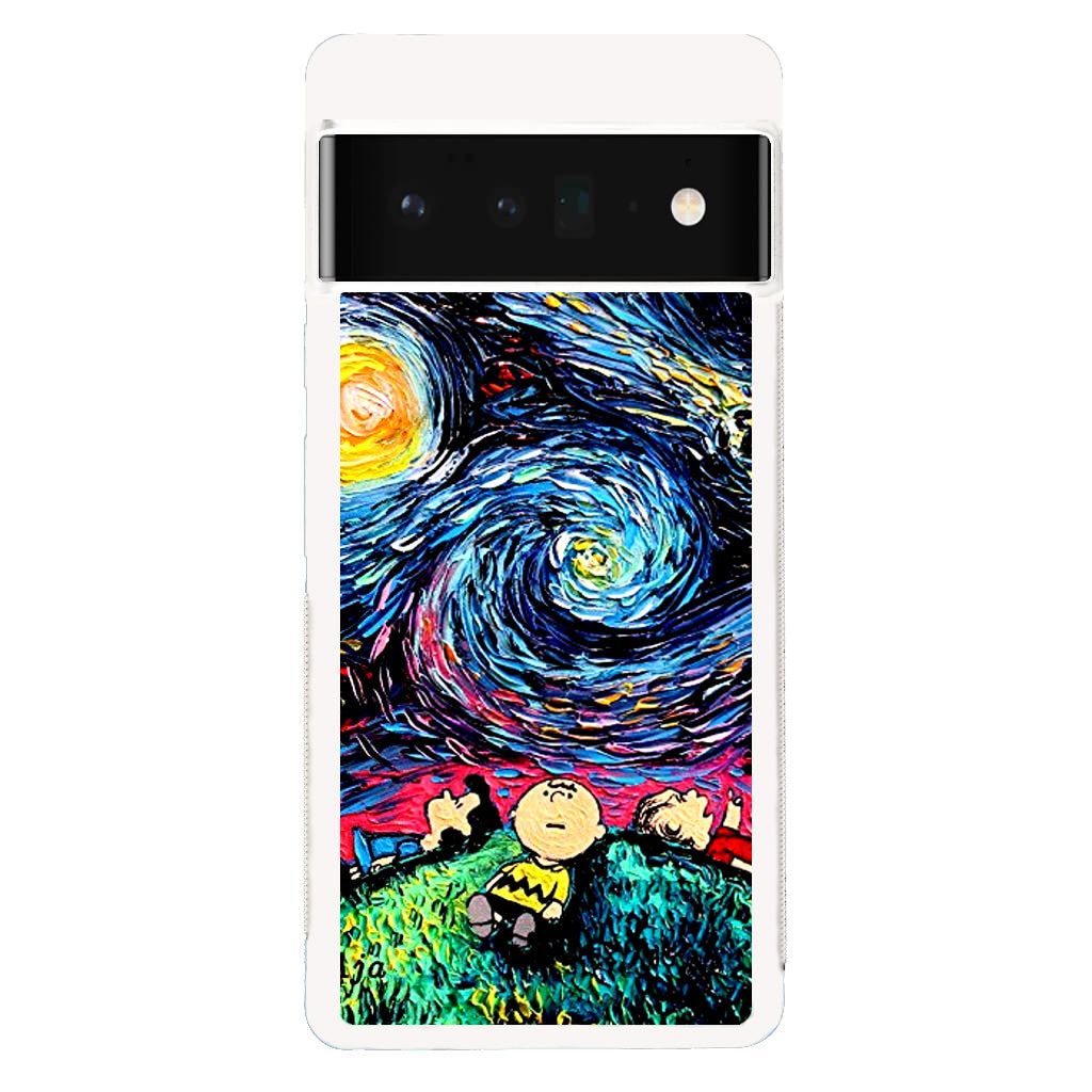 Peanuts At Starry Night Google Pixel 6 Pro Case