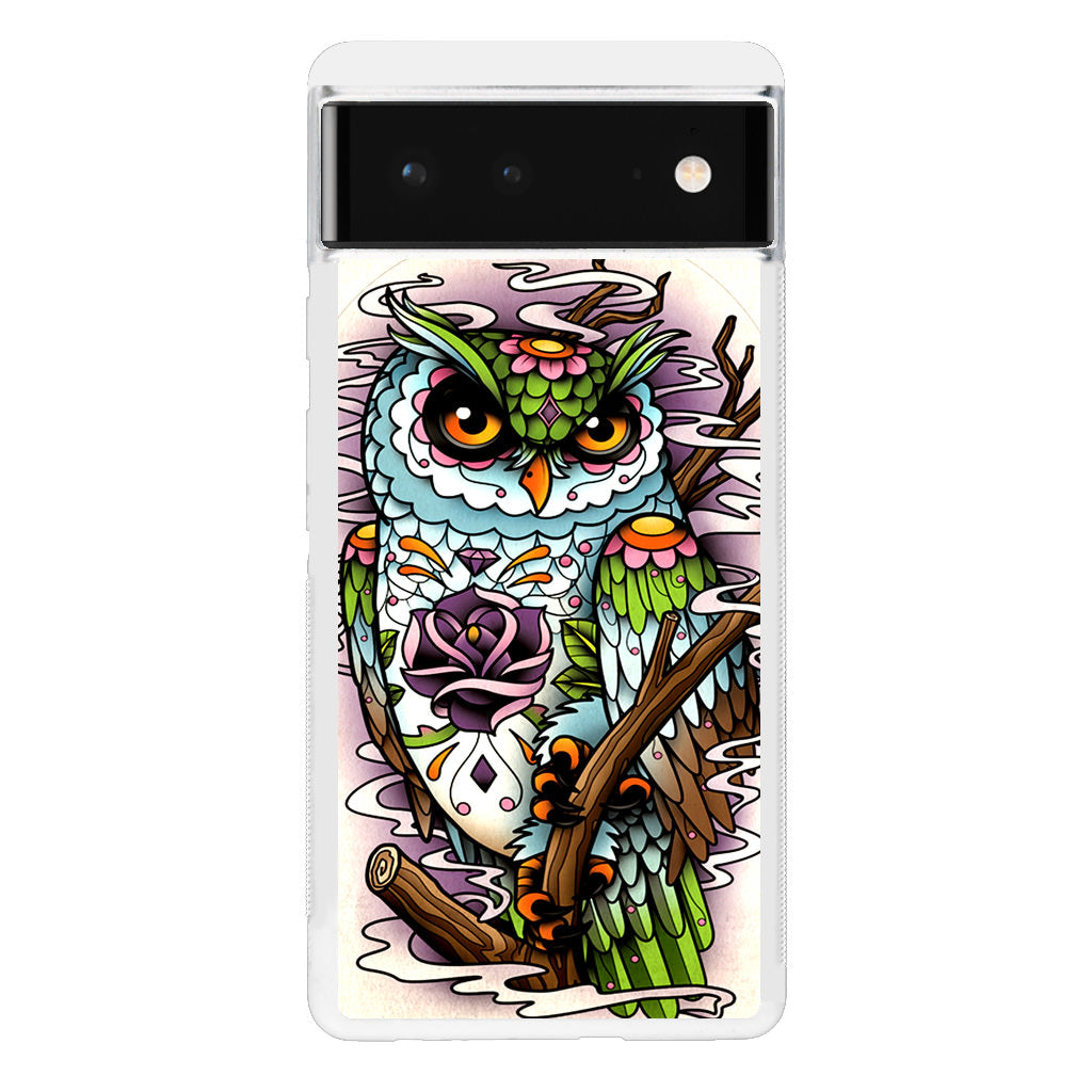 Sugar Skull Owl Tattoo Google Pixel 6 Case