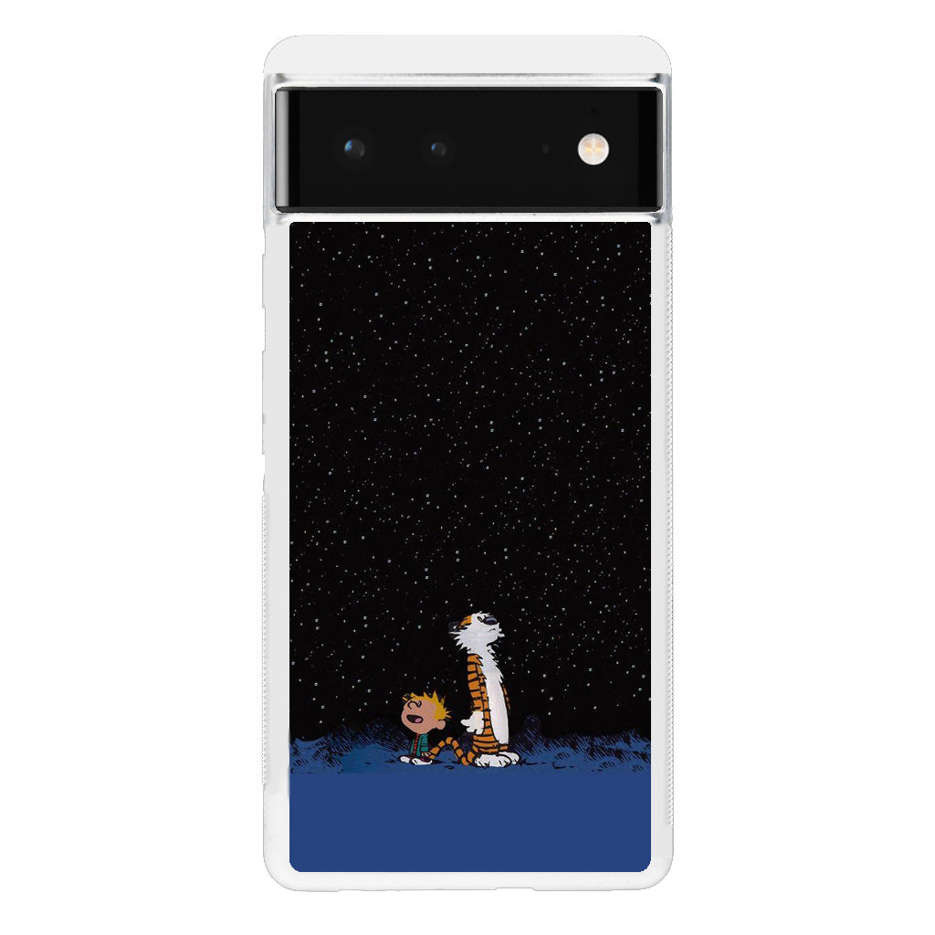 Calvin and Hobbes Space Google Pixel 6 Case