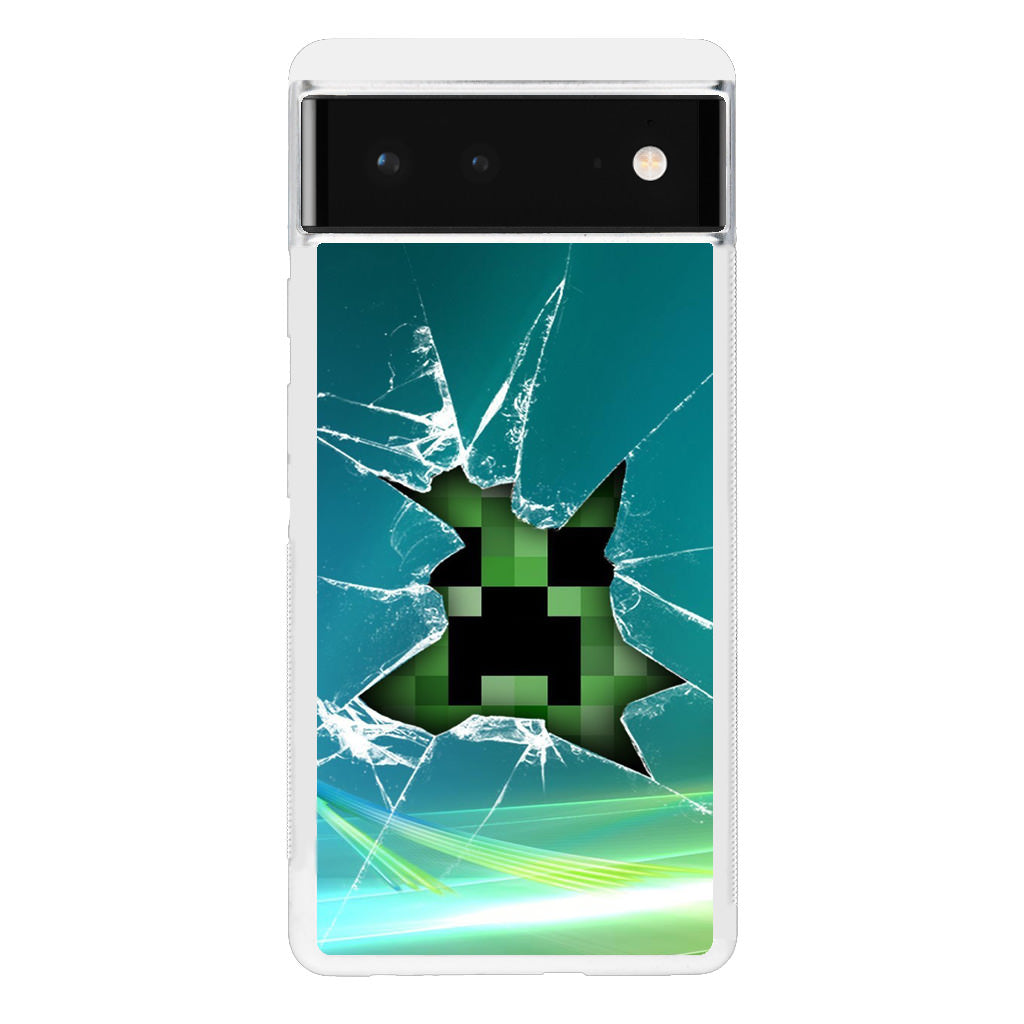 Creeper Glass Broken Green Google Pixel 6 Case
