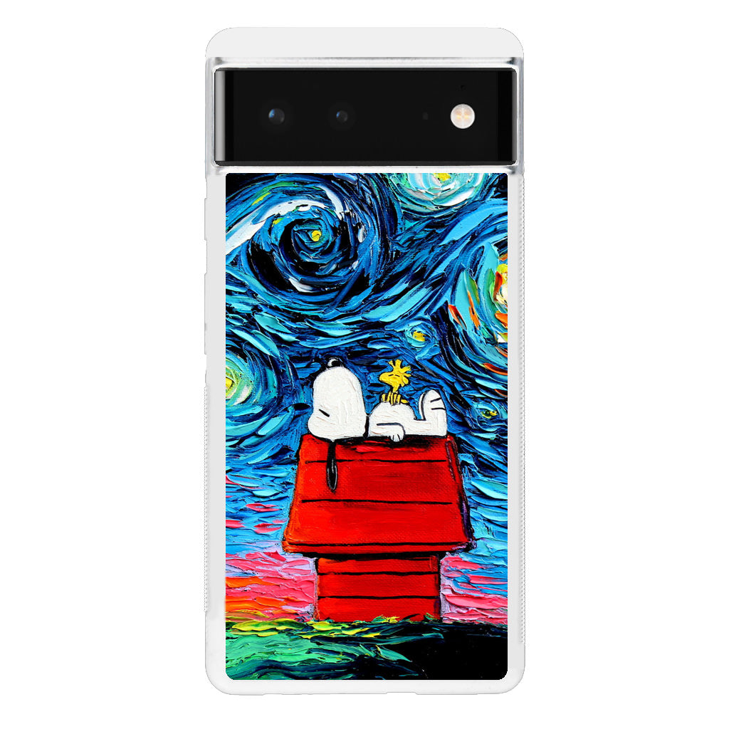 Dog Lying Under Starry Night Van Gogh Google Pixel 6 Case