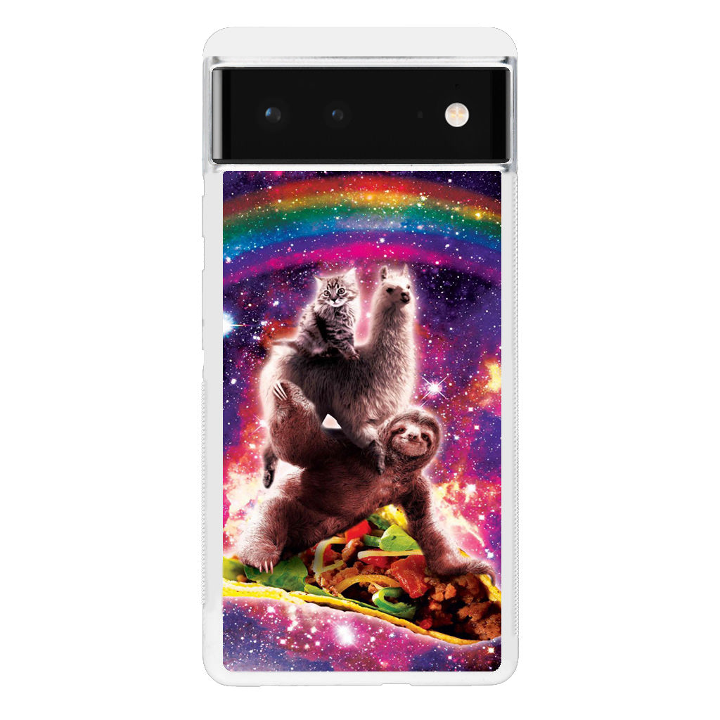 LLama Sloth And Cat Playing Together Google Pixel 6 Case