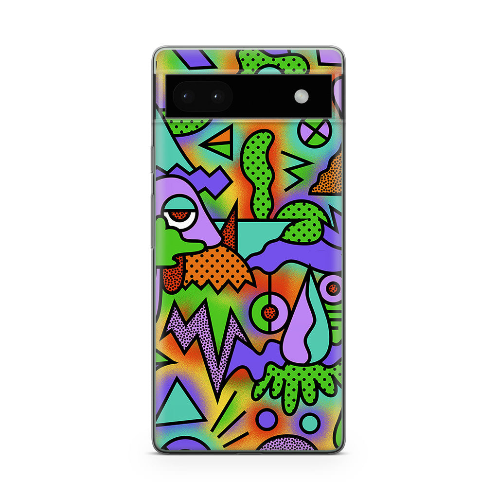 Abstract Colorful Doodle Art Google Pixel 6a Case