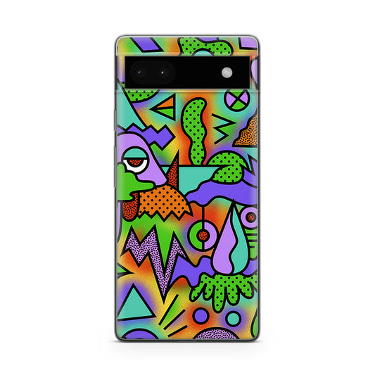 Abstract Colorful Doodle Art Google Pixel 6a Case