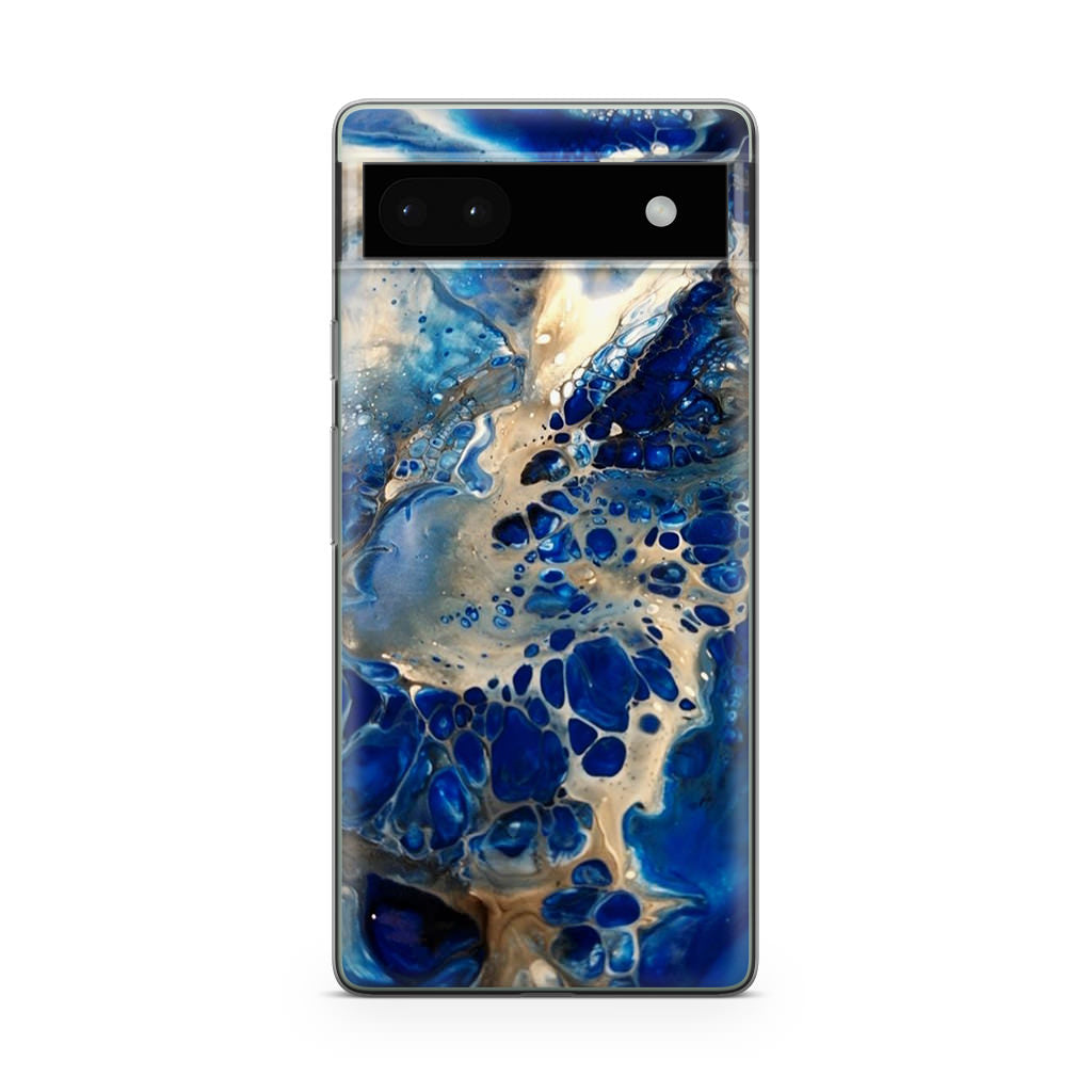 Abstract Golden Blue Paint Art Google Pixel 6a Case