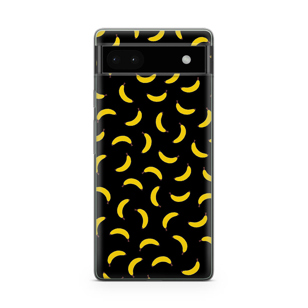 Bananas Fruit Pattern Black Google Pixel 6a Case