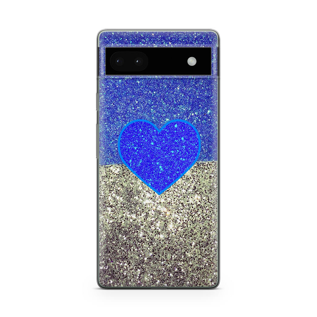 Love Glitter Blue and Grey Google Pixel 6a Case