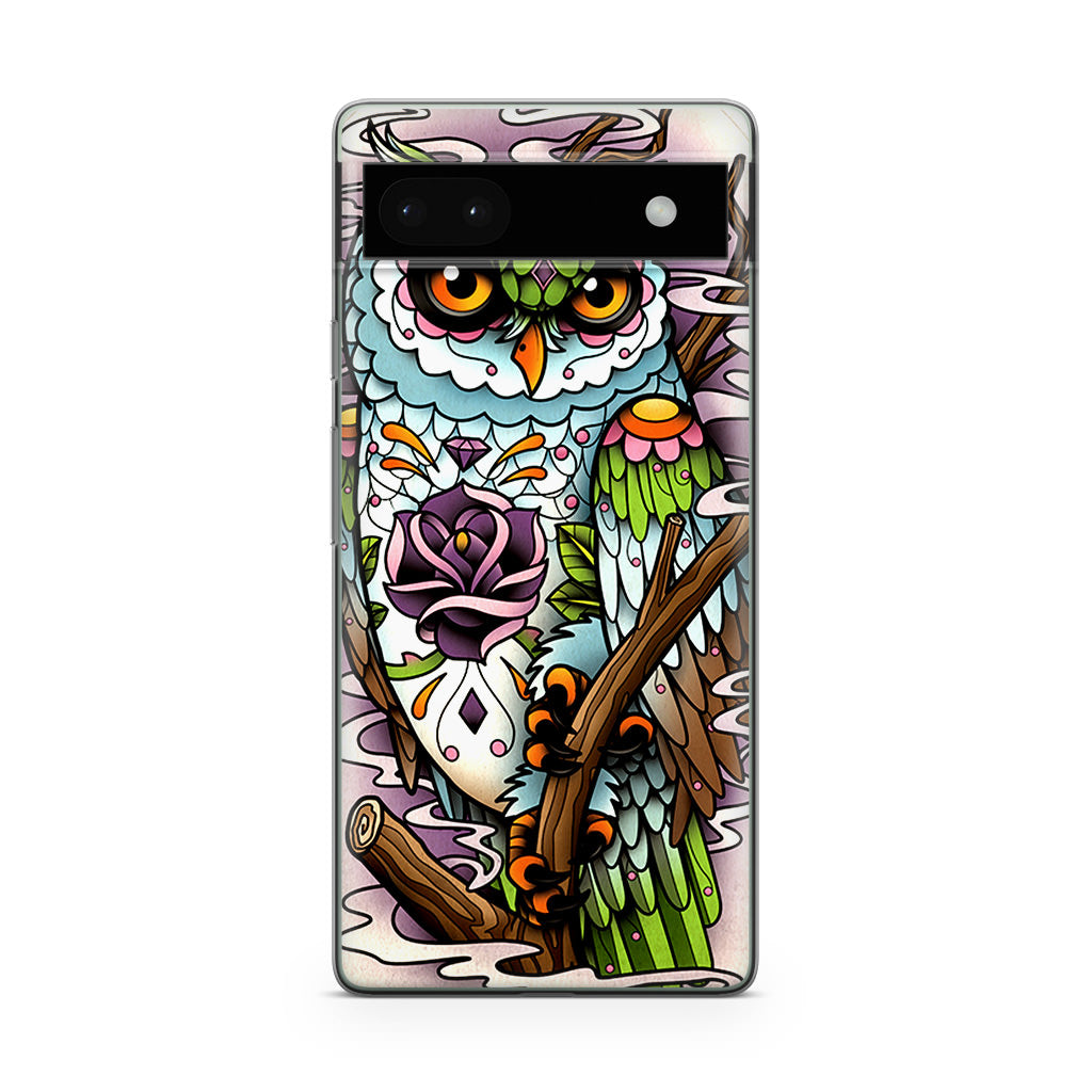 Sugar Skull Owl Tattoo Google Pixel 6a Case