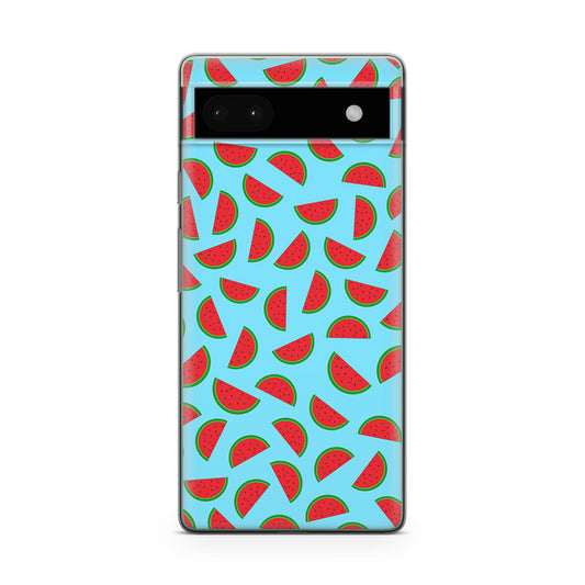 Watermelon Fruit Pattern Blue Google Pixel 6a Case