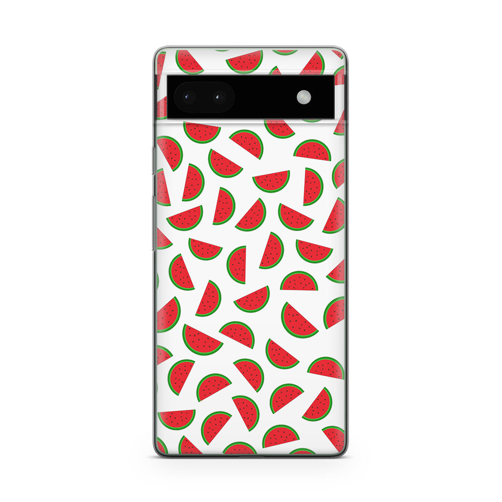 Watermelon Fruit Pattern White Google Pixel 6a Case