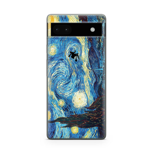 Witch on The Starry Night Sky Google Pixel 6a Case