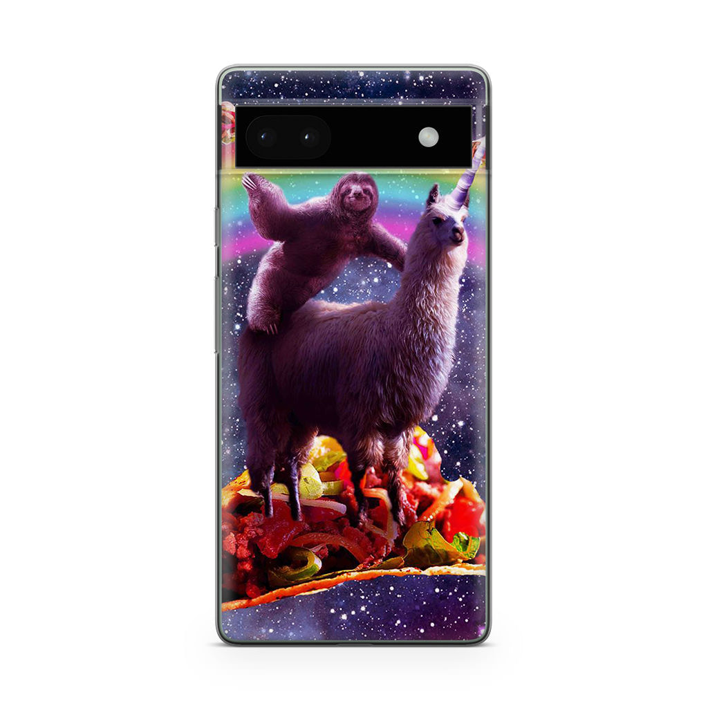 LLama And Sloth On Space Google Pixel 6a Case