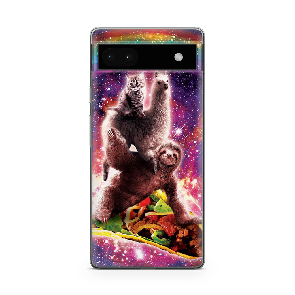 LLama Sloth And Cat Playing Together Google Pixel 6a Case