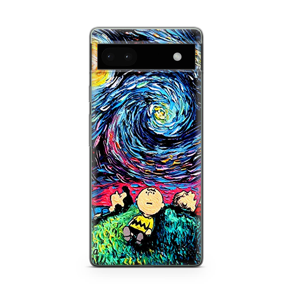 Peanuts At Starry Night Google Pixel 6a Case