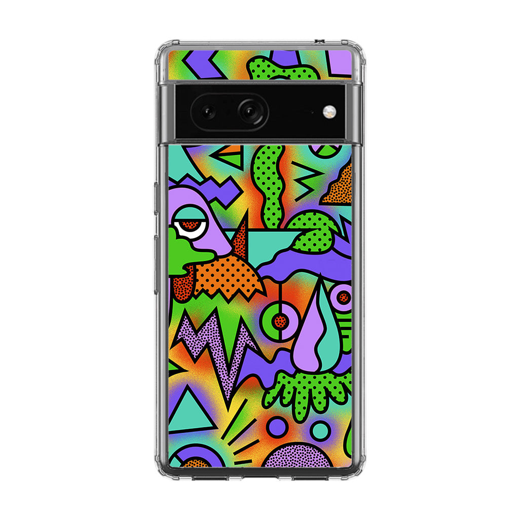 Abstract Colorful Doodle Art Google Pixel 7 Case