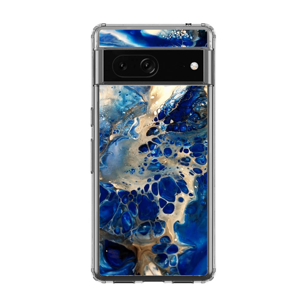 Abstract Golden Blue Paint Art Google Pixel 7 Case