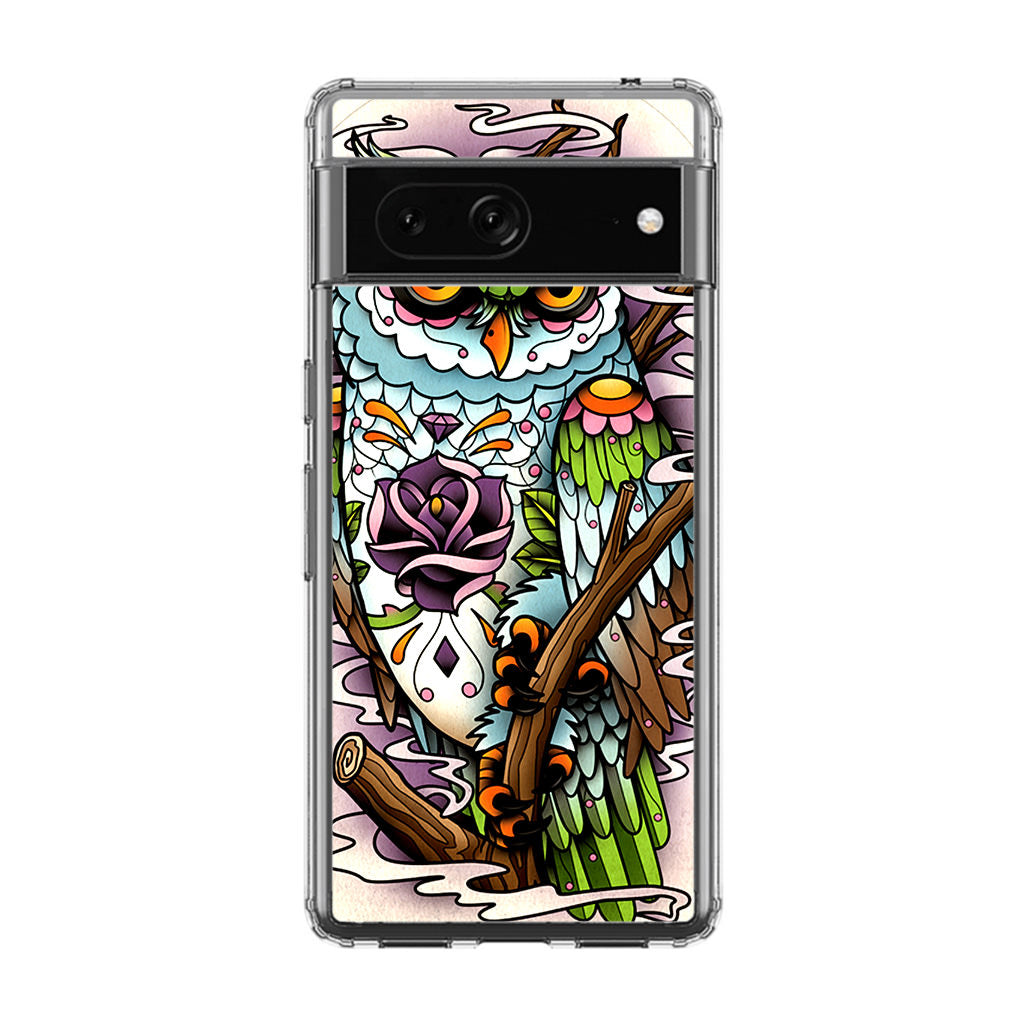 Sugar Skull Owl Tattoo Google Pixel 7 Case