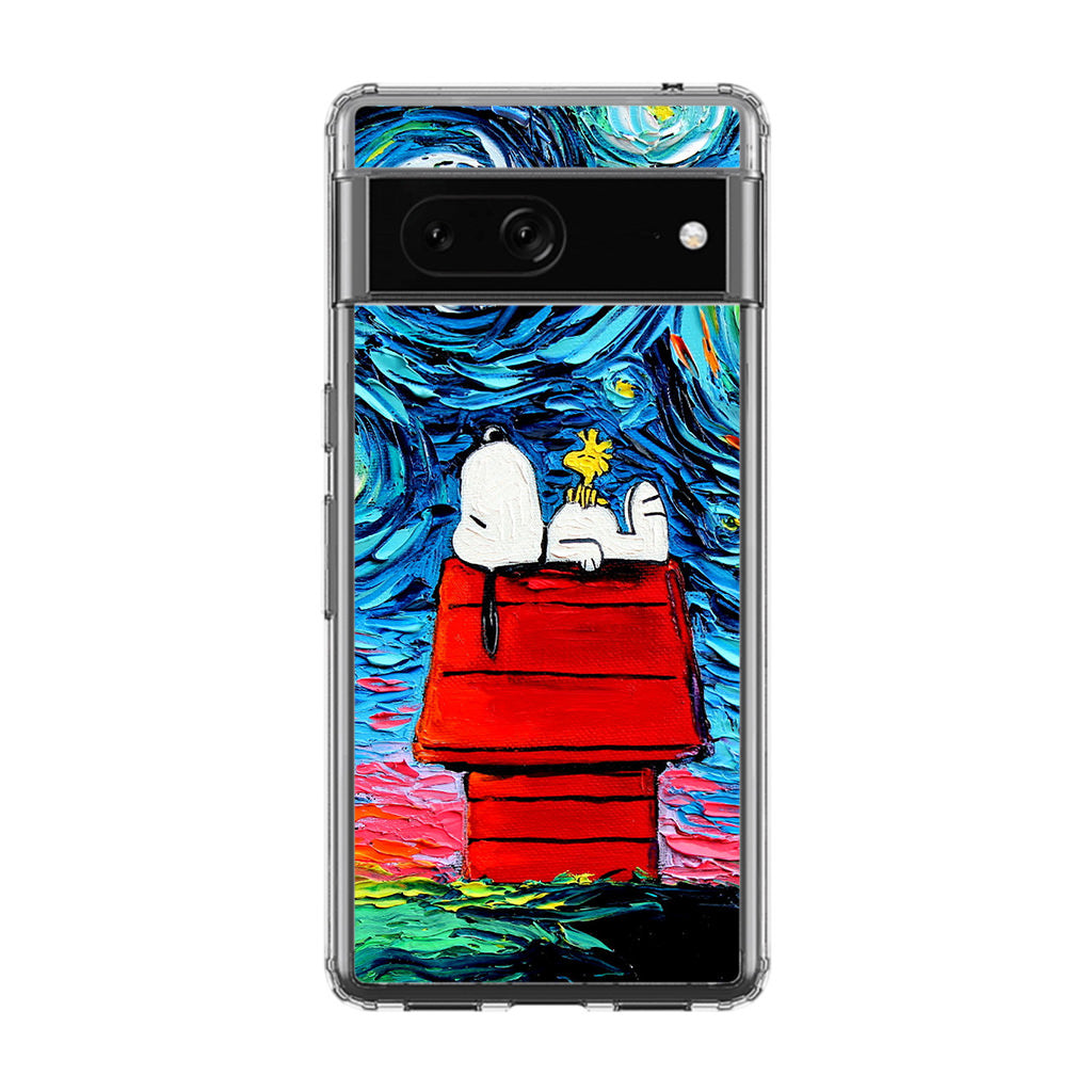 Dog Lying Under Starry Night Van Gogh Google Pixel 7 Case