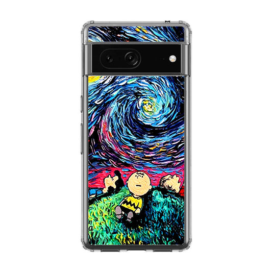 Peanuts At Starry Night Google Pixel 7 Case