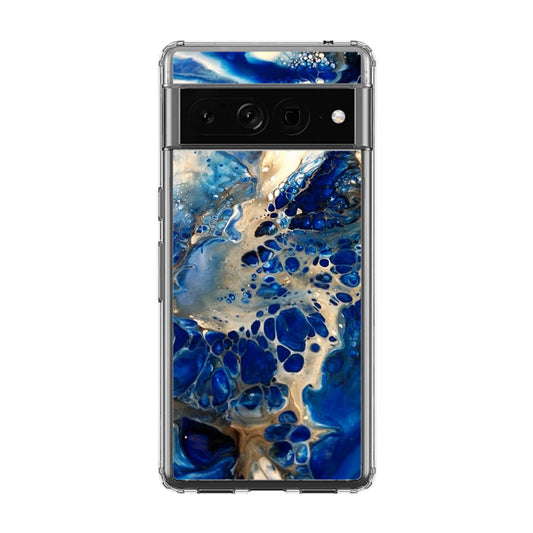 Abstract Golden Blue Paint Art Google Pixel 7 Pro Case