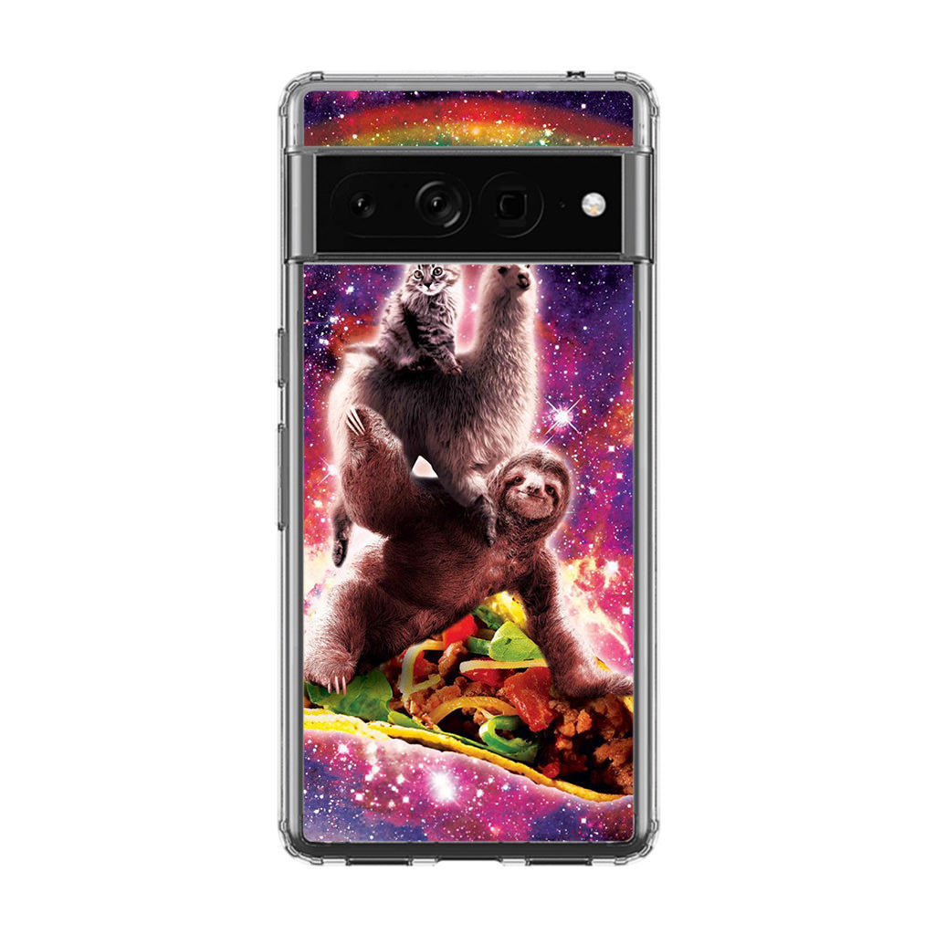 LLama Sloth And Cat Playing Together Google Pixel 7 Pro Case