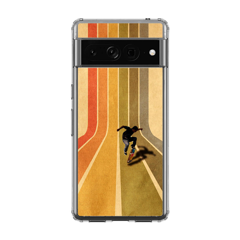 Vintage Skateboard On Colorful Stipe Google Pixel 7 Pro Case