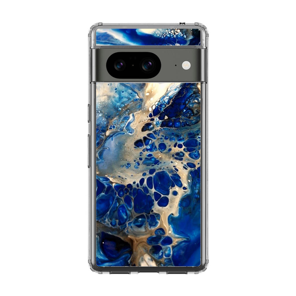 Abstract Golden Blue Paint Art Google Pixel 8 Case